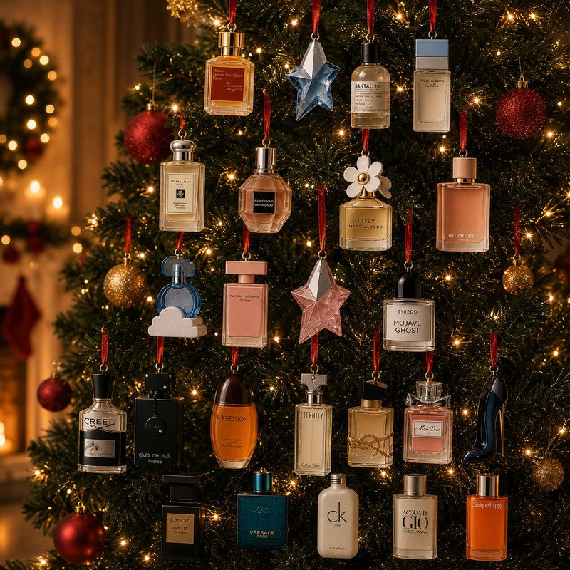 Lujoso calendario de adviento de fragancias premium, perfecto para los amantes de los perfumes en Navidad.