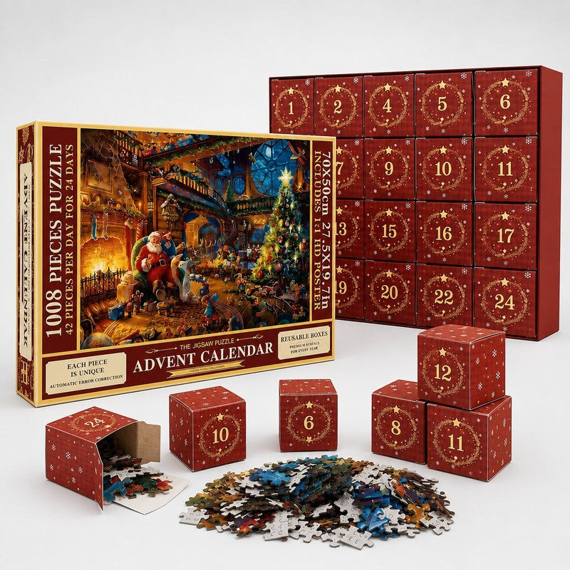 El regalo ideal para navidad: calendario de adviento con 24 rompecabezas para disfrutar en familia.