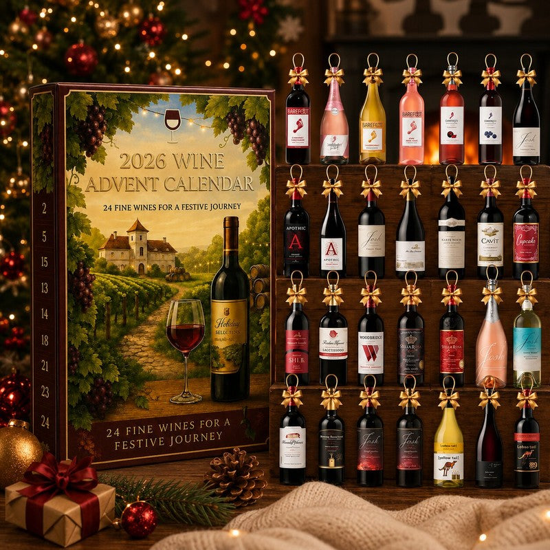 Calendario de Adviento de vino para adultos, 24 sorpresas exclusivas. Regalo perfecto de Navidad.