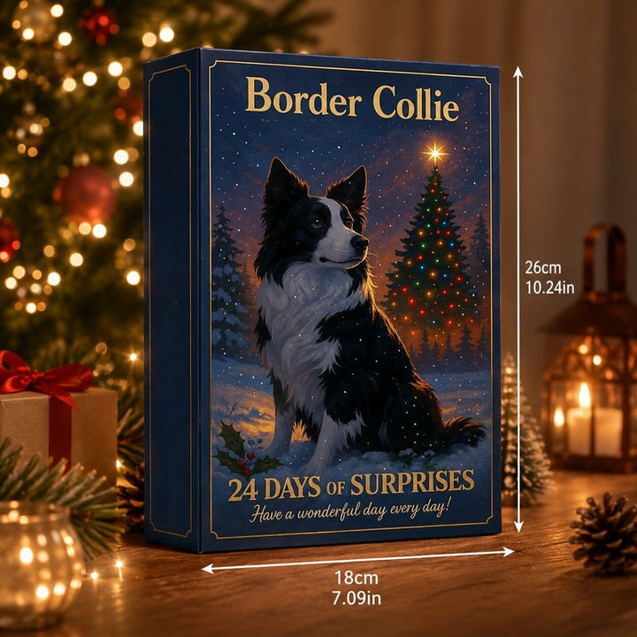 Calendario de Adviento exclusivo para perros Border Collie. Incluye 24 sorpresas navideñas para tu mascota.
