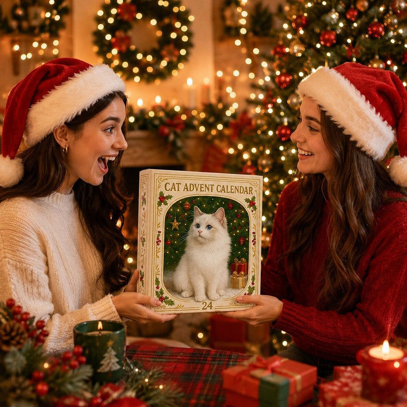 Decoración festiva: Calendario de Adviento temático de gatos, añade alegría felina a tu Navidad.