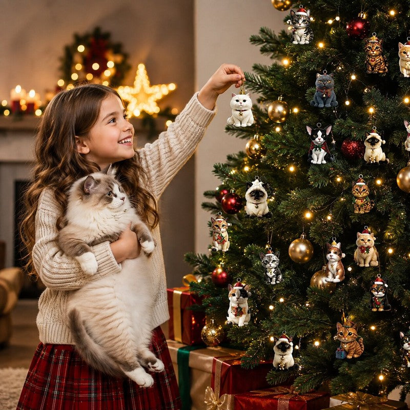 Calendario de Adviento de gatos con ilustraciones adorables, ideal para la temporada festiva del hogar.