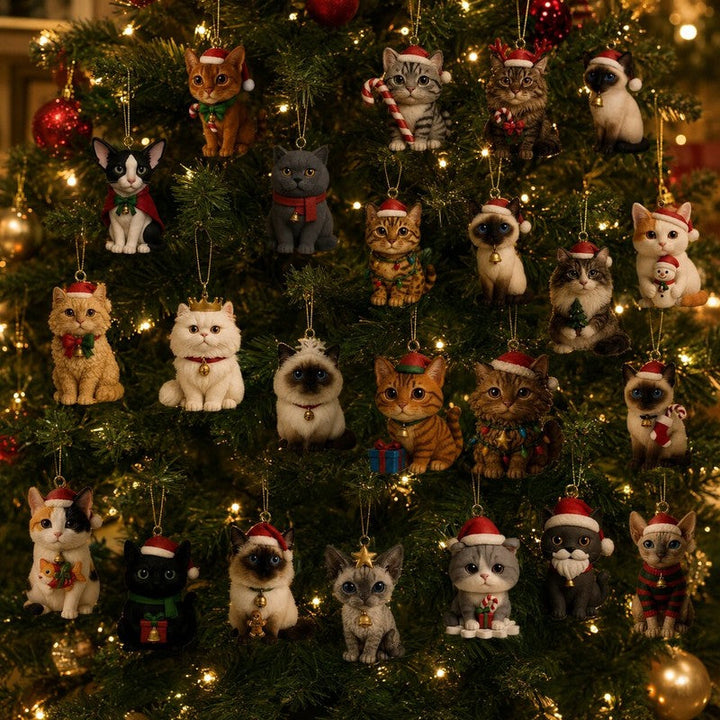 Calendario de Adviento felino para la cuenta regresiva navideña, perfecto como decoración festiva del hogar.