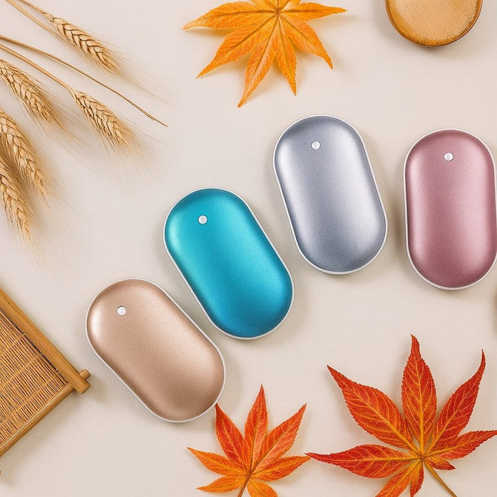 Calentador de manos unisex recargable, un gadget esencial para el invierno con función powerbank.