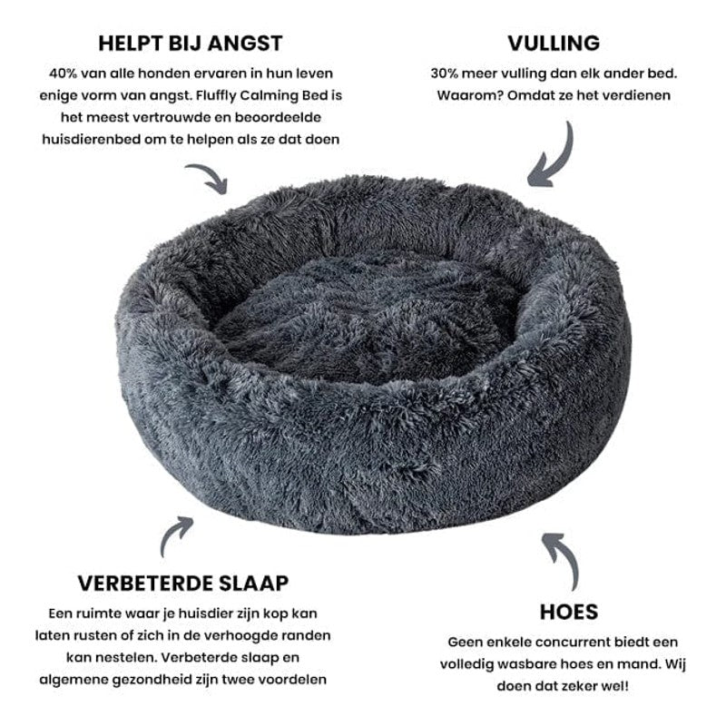 Cama para perros y gatos de pelo largo, redonda y mullida. Ideal para un descanso cómodo.