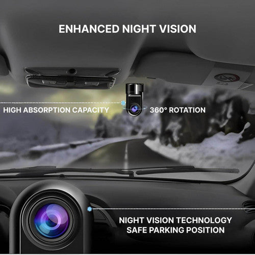Cámara de coche Cirro con visión nocturna clara y GPS integrado para grabación segura.
