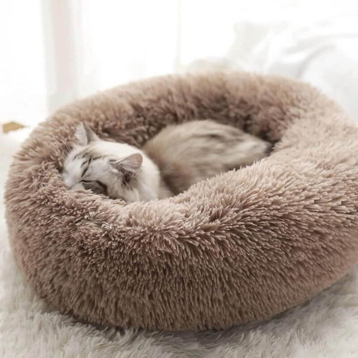 Cama para gatos, cojín de suave textura y acolchado profundo. Perfecta para un descanso antiestrés y felino.