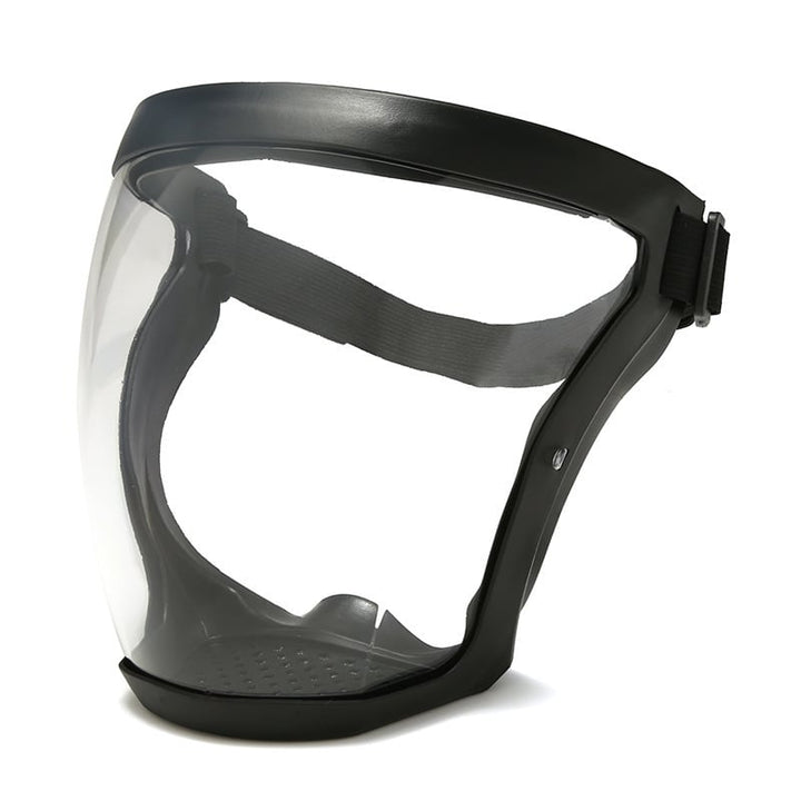 Pantalla facial transparente unisex con protección completa contra polvo y salpicaduras.