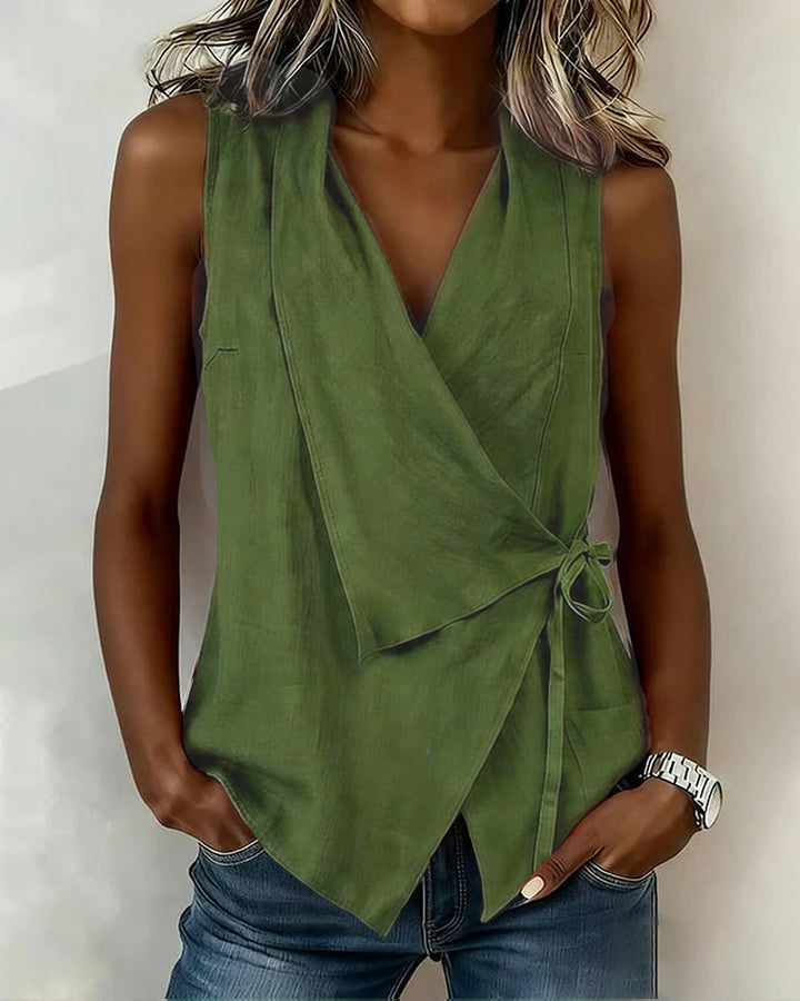 Top fluido sin mangas para mujer, estilo veraniego. Elegante y versátil, con caída ligera y cómoda.