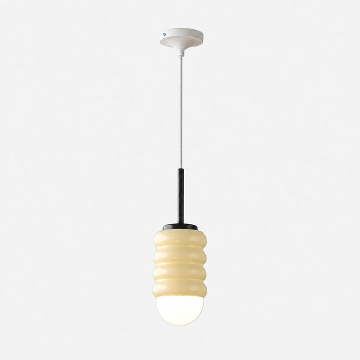 Lámpara colgante de hierro negro acanalado, estilo nórdico para ambientes minimalistas.