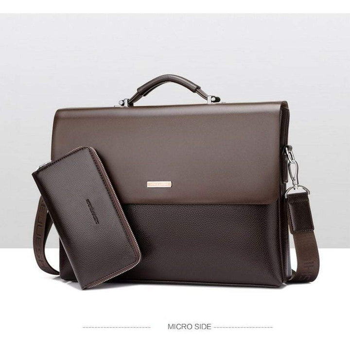 Maleta para laptop de hombre, cuero sintético, compartimento seguro para dispositivos importantes.
