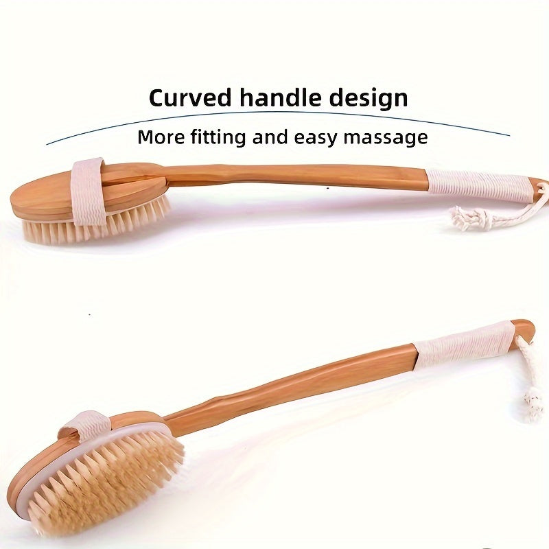 Cepillo de espalda natural de bambú con cerdas suaves para una exfoliación cómoda y profunda.