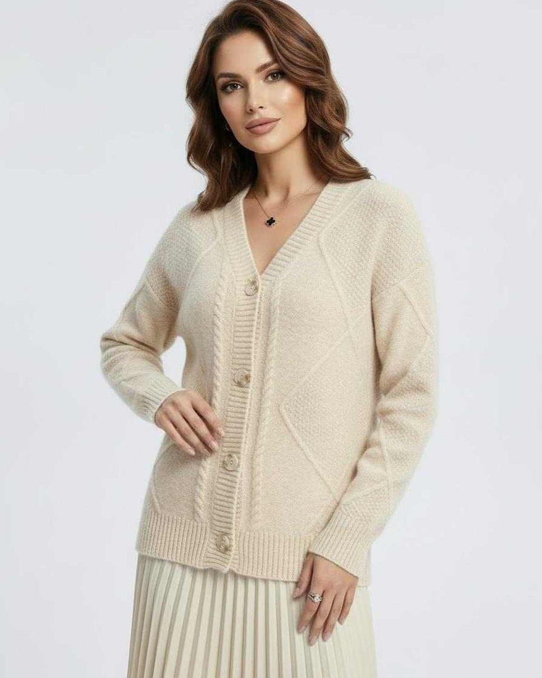 Cardigan casual largo celeste para mujer, tejido suave, perfecto para invierno.