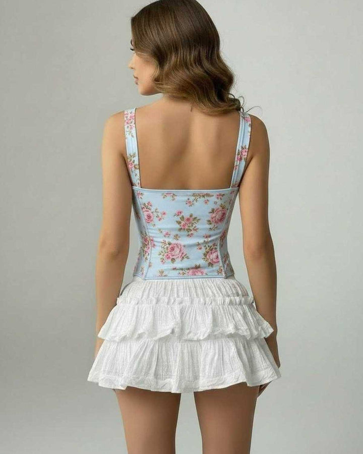 Corsé estructurado celeste de moda para mujer. Ideal para fiesta, noche y eventos chic.