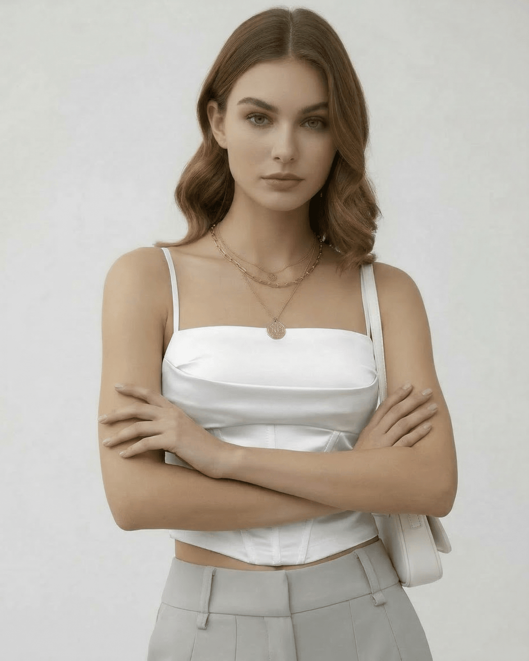 Top estructurado celeste para mujer, un corset chic para moda femenina actual.