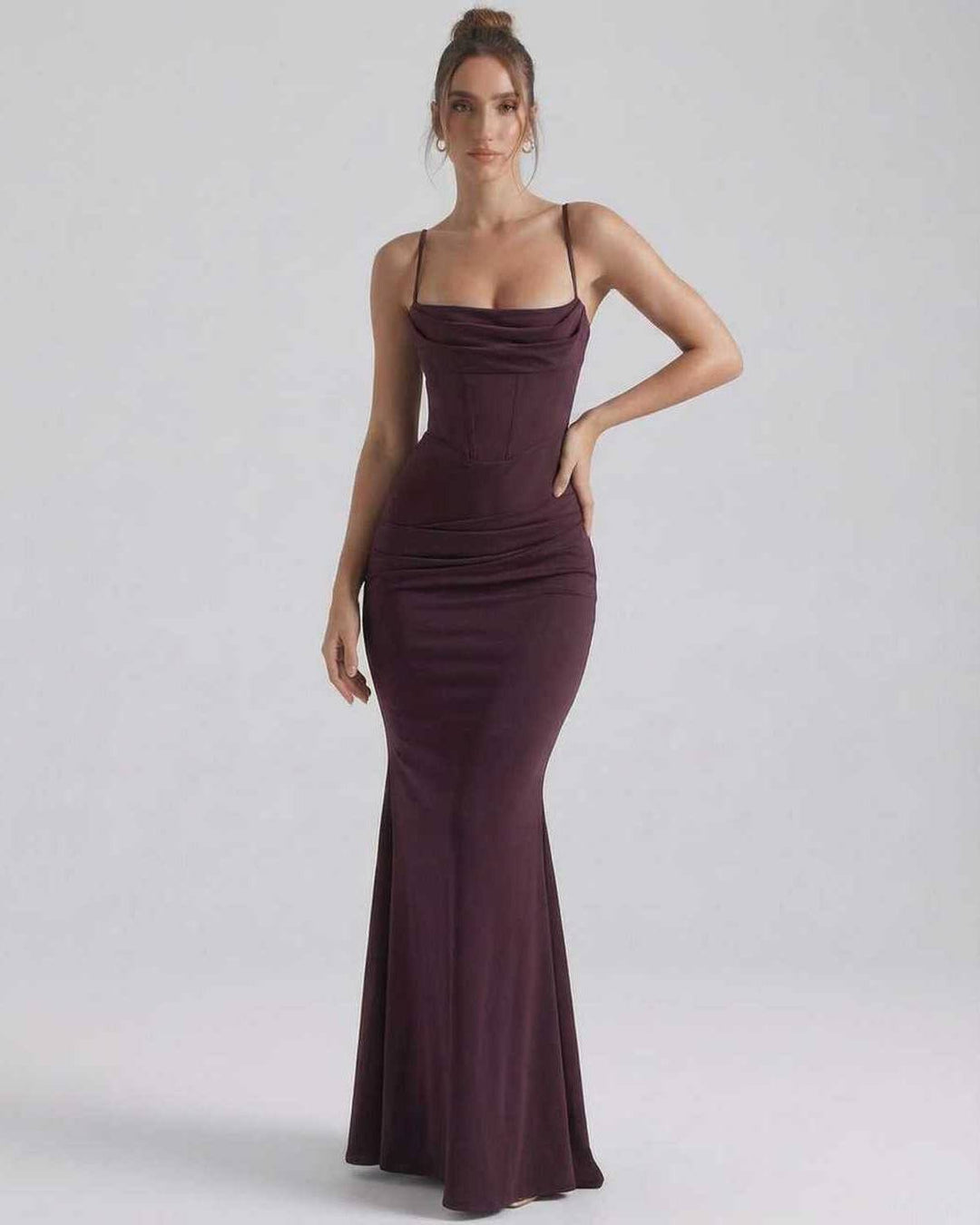 Vestido de fiesta maxi celeste con tirantes finos para mujer, ropa formal de moda femenina.