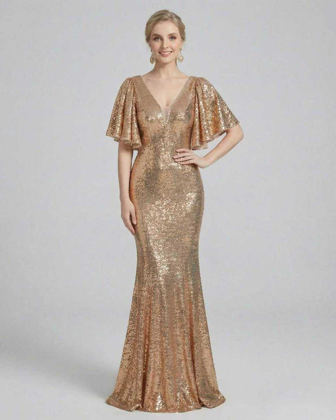 Vestido de fiesta celeste elegante para mujer. Corte maxi y brillo sutil para noche de gala y eventos especiales.