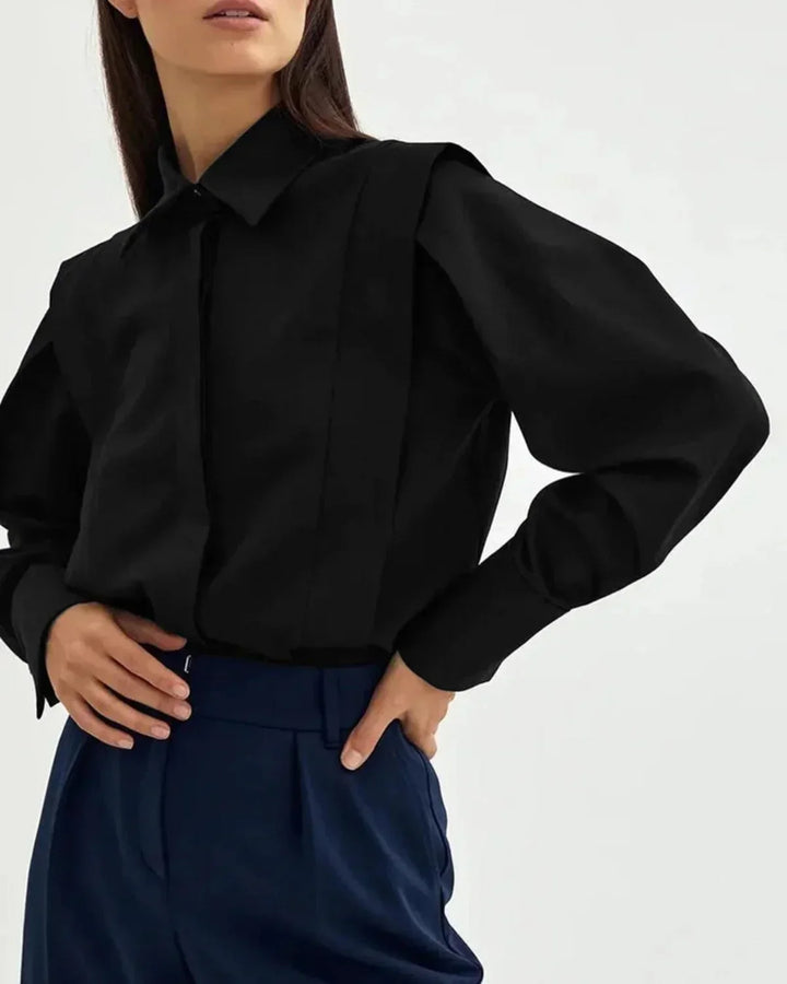 Camisa de cuadros elegante para mujer, blusa moderna con múltiples botones.