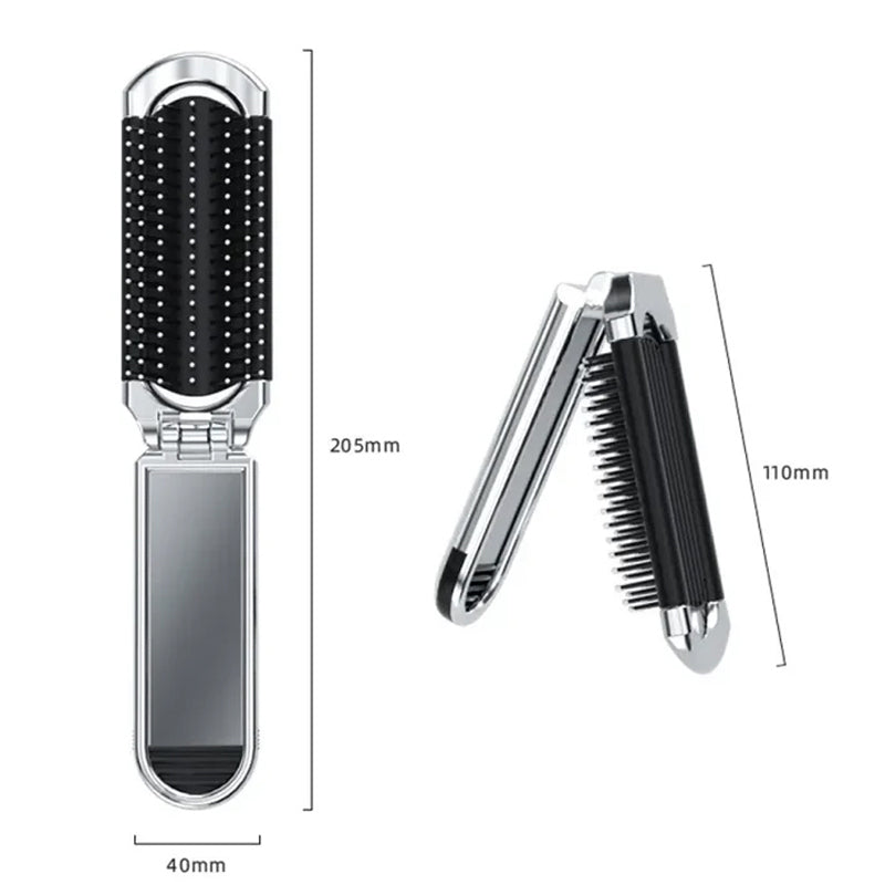 Prepárate para viajar con este espejo y cepillo plegable, tu compañero de belleza personal portátil.