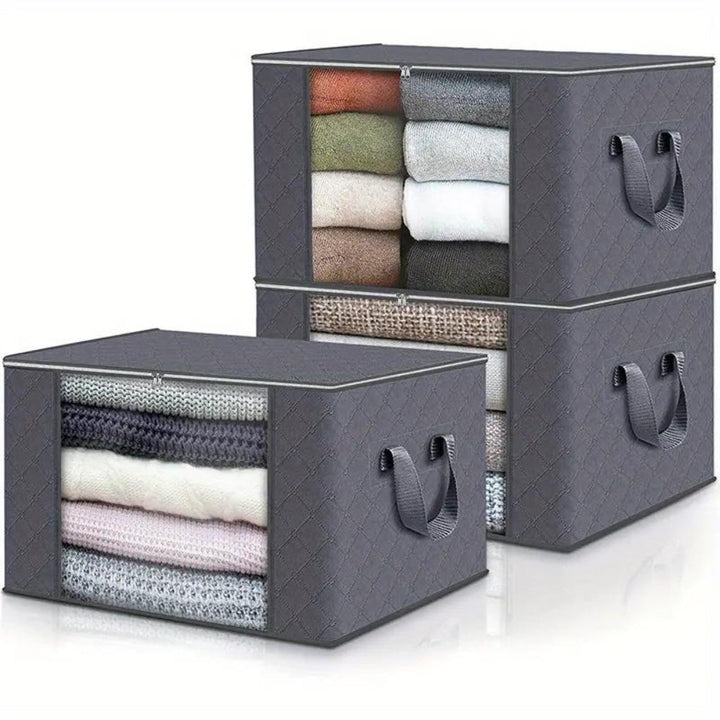 Bolsa grande plegable de almacenamiento de ropa para el hogar. Organizador textil para armario, maximiza espacio.