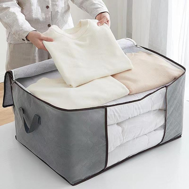 Organizador de ropa textil plegable para guardarropa. Contenedor de almacenamiento, mantiene orden y protege.