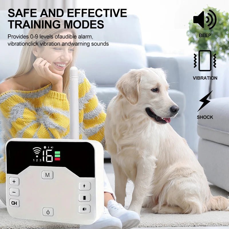 Sistema de cerramiento inalámbrico para perros, protege mascotas creando valla invisible segura en cualquier patio.