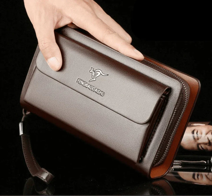 Accesorio masculino: bolso de mano para negocios, elegante y práctico para profesionales modernos.