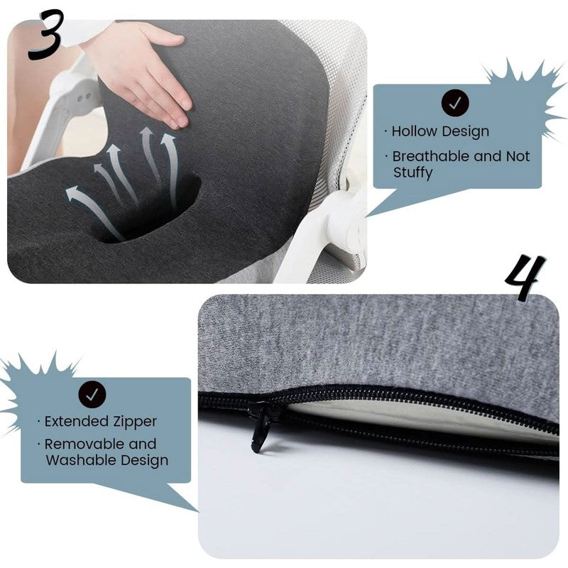 Cojín de coche ergonómico con soporte lumbar. Ideal para viajes largos, alivia la presión y mejora la postura.