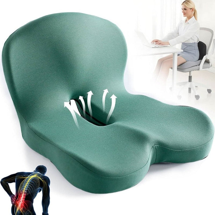 Cojín de espuma viscoelástica con diseño ergonómico. Soporte lumbar para silla de oficina, coche o casa.