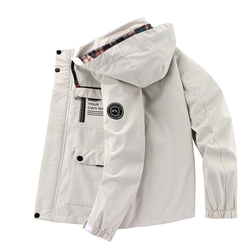 Chaqueta casual multibolsillos para hombre, estilo moda urbana. Perfecta para el otoño y exteriores.