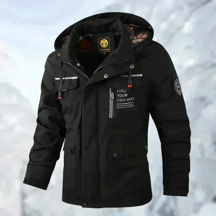 Chaqueta hombre resistente al viento, multibolsillos. Óptima para viajes y actividades de moda urbana.