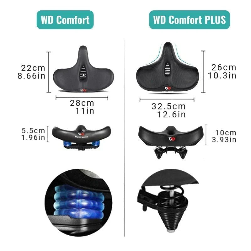 Asiento bici ergonómico CyclePad, extra ancho, amortiguado, transpirable y antiprostatico.
