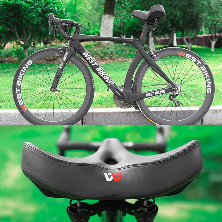 Silla de bici CyclePad, asiento amortiguado y transpirable para confort prolongado.