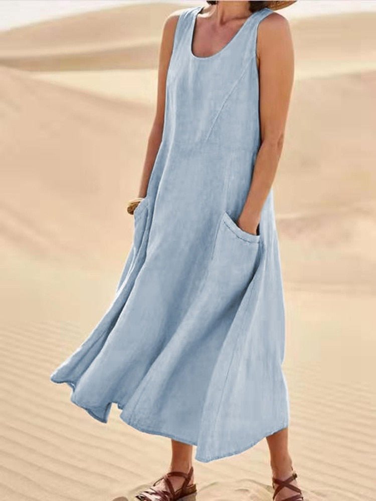 Vestido de algodón para mujer, fresco y ligero, perfecto para disfrutar del verano en cualquier ocasión.