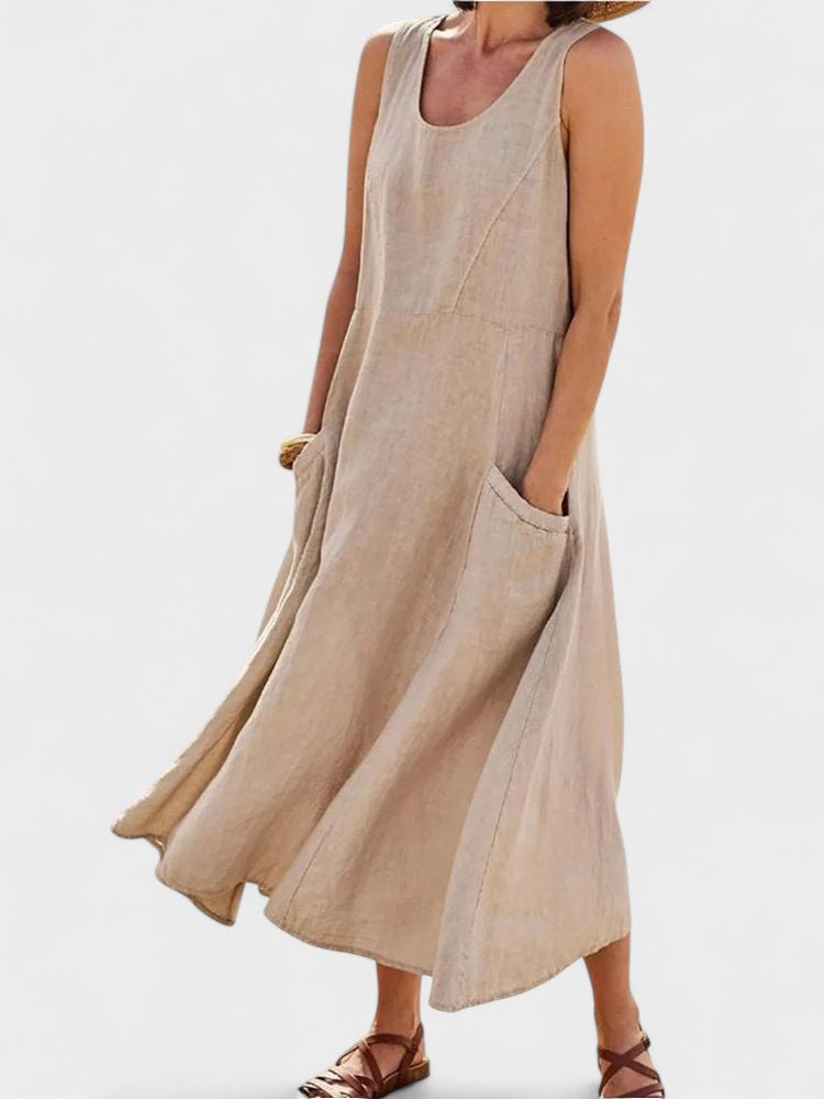 Vestido ligero de verano para mujer, estilo fresco y elegante de algodón. Ideal para playa y comodidad.