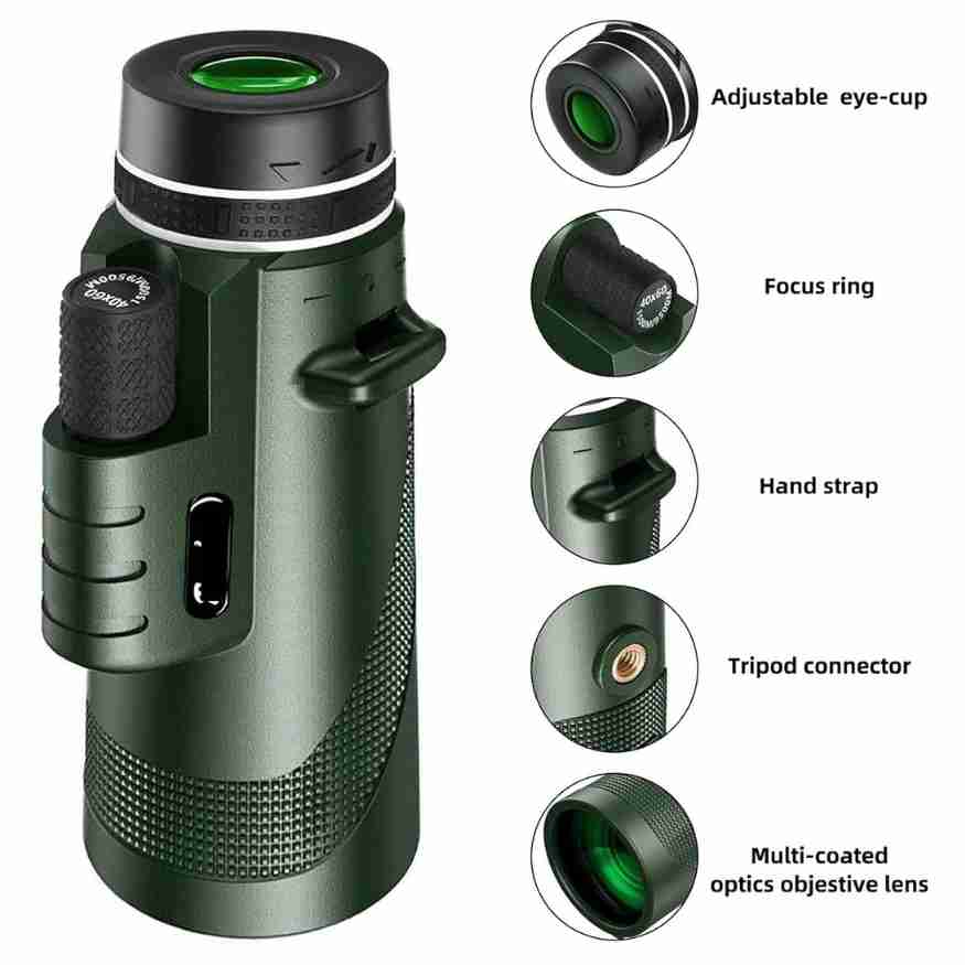 Monocular portátil 600x HD para senderismo, observación de aves y fotografía de paisajes.