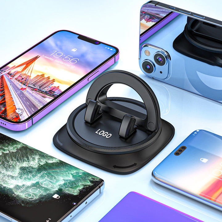 Soporte de móvil FlexMount 360 para coche, con GPS visible, rotación 360°, para conducción segura nocturna.