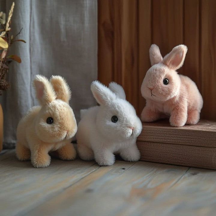 Peluche de conejo educativo con movimiento y sonido, ideal para el juego y desarrollo interactivo de niños.