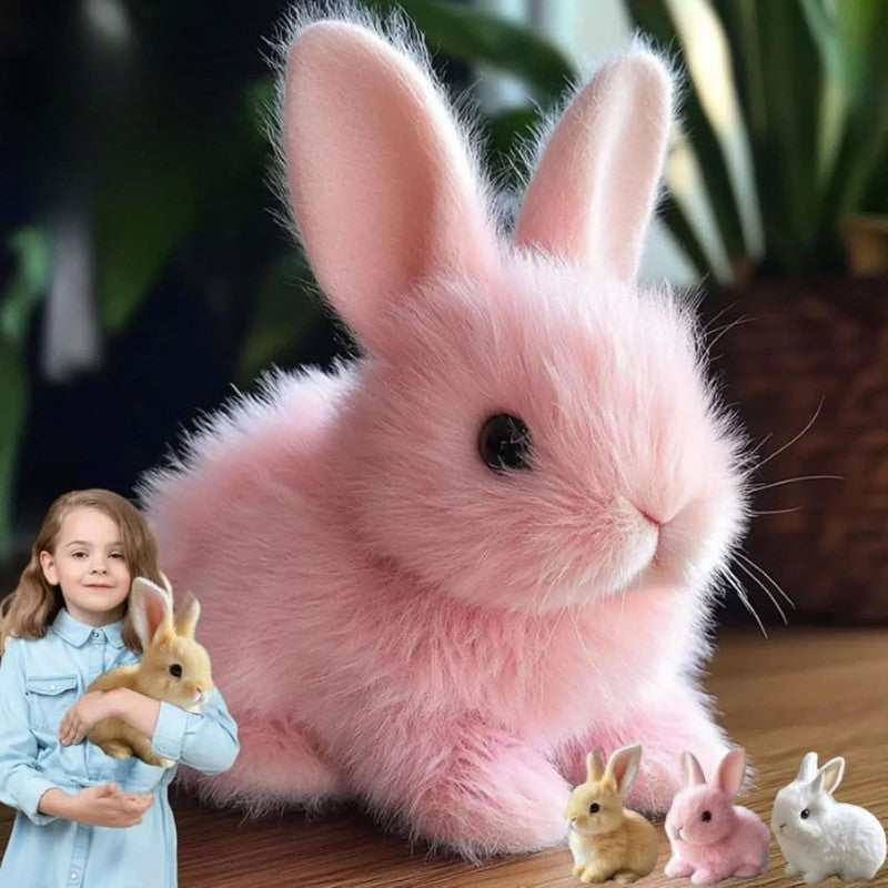 Juguete para niños: conejo de peluche interactivo con sonido y movimiento, perfecto para entretenimiento educativo.