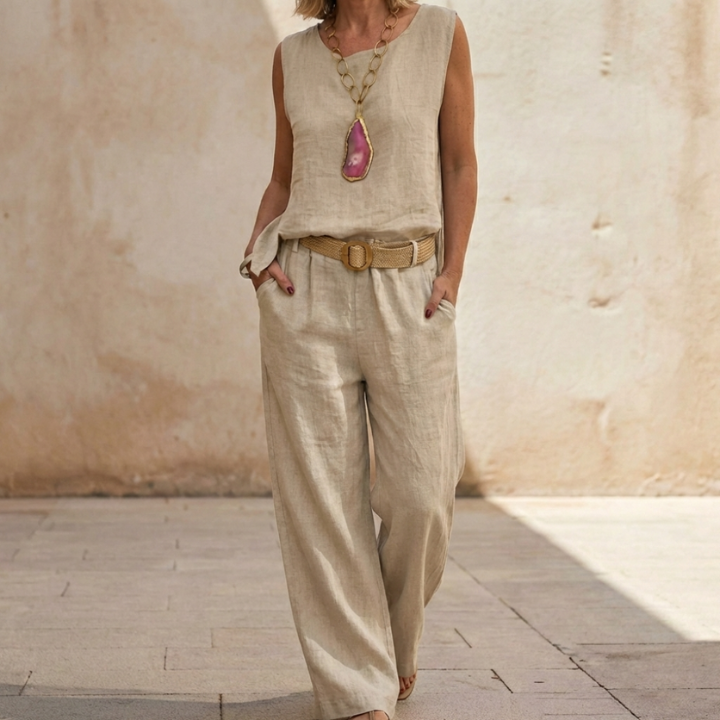 Conjunto boho de dos piezas para mujer, ideal para verano elegante y cómodo.