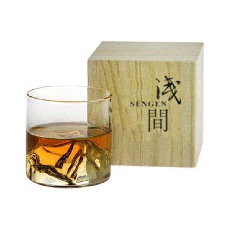 Copa de whisky minimalista de cristal con montaña 3D para hombres. Regalo de lujo, diseño japonés.