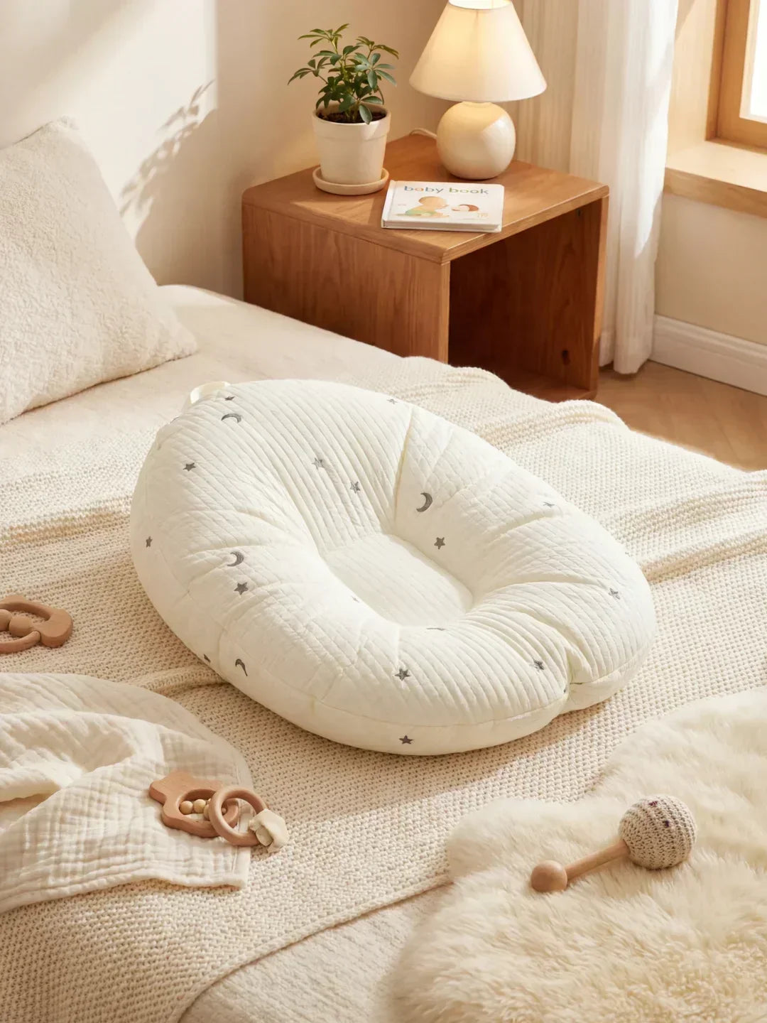 Cojín de maternidad inclinado, regalo ideal para bebés, proporciona confort y soporte.