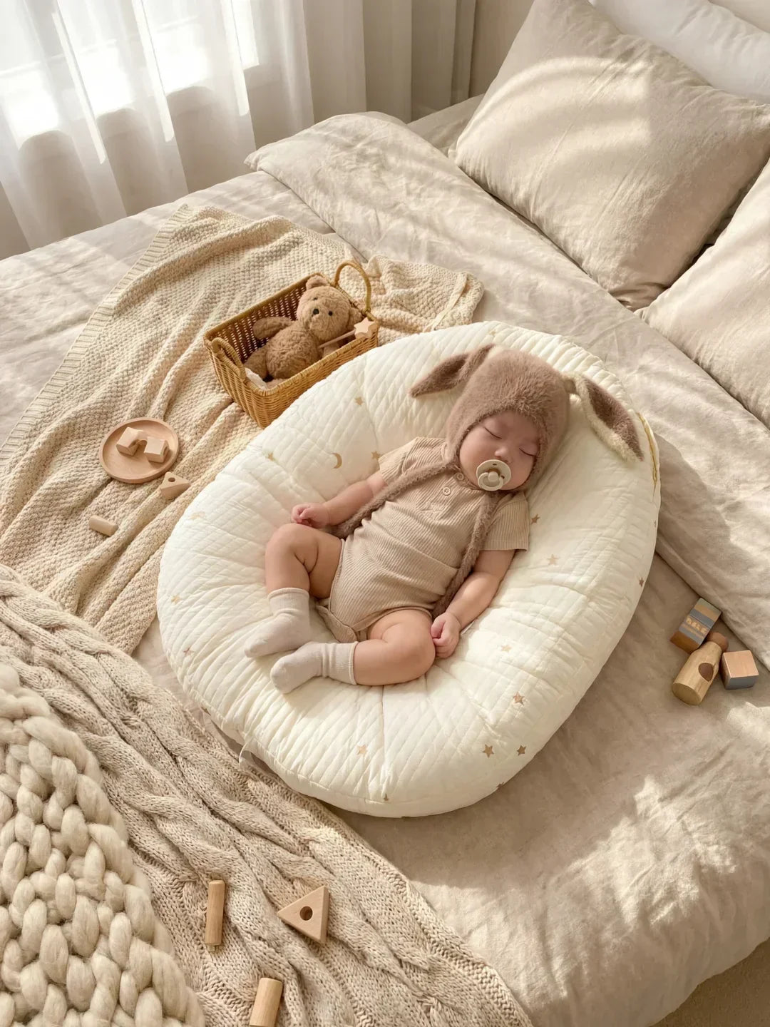 Almohada de maternidad acolchada que brinda confort a la mamá y soporte durante la lactancia.