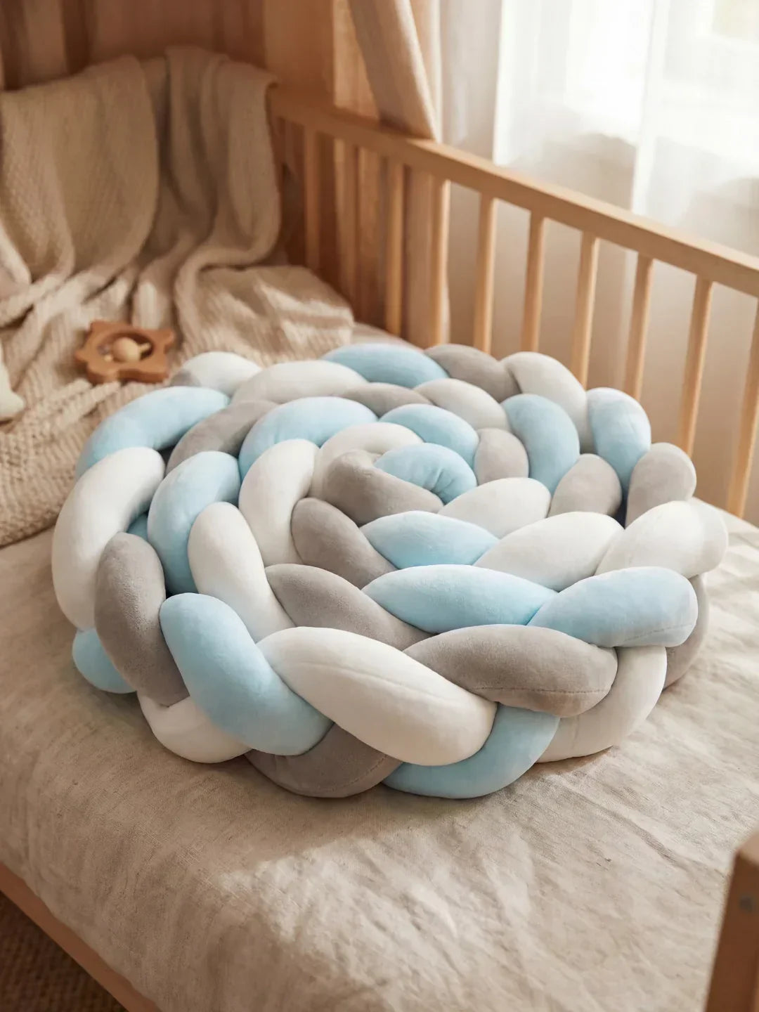 Trenzado para cuna, protector acolchado infantil. Borde suave de algodón para el bebé.