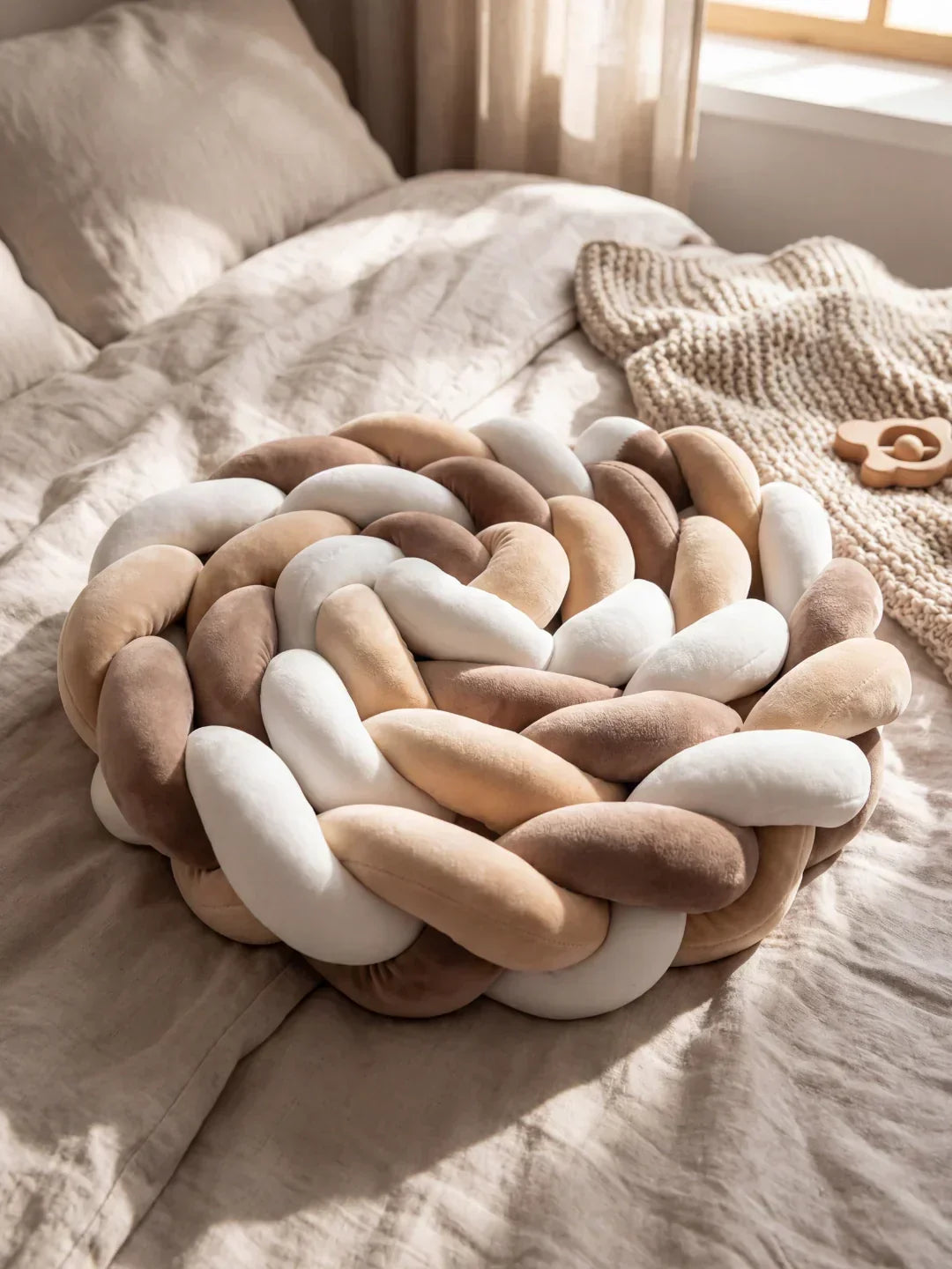 Borde de cuna acolchado trenzado, suave al tacto. Protección segura para el dormitorio infantil.