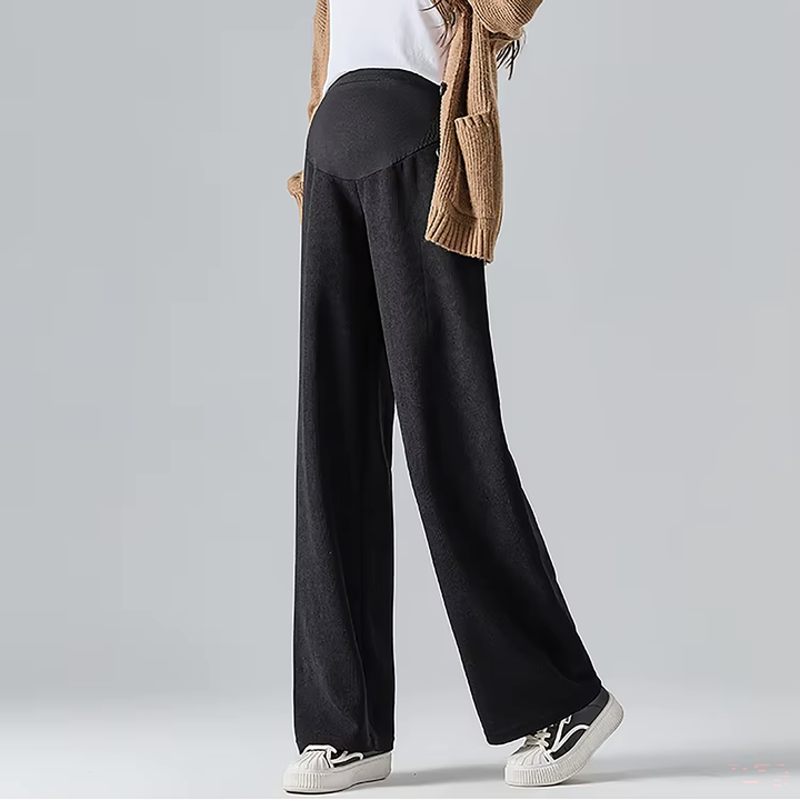 Pantalones cómodos de maternidad con pierna ancha, ideales para el embarazo y postparto, tejido transpirable.
