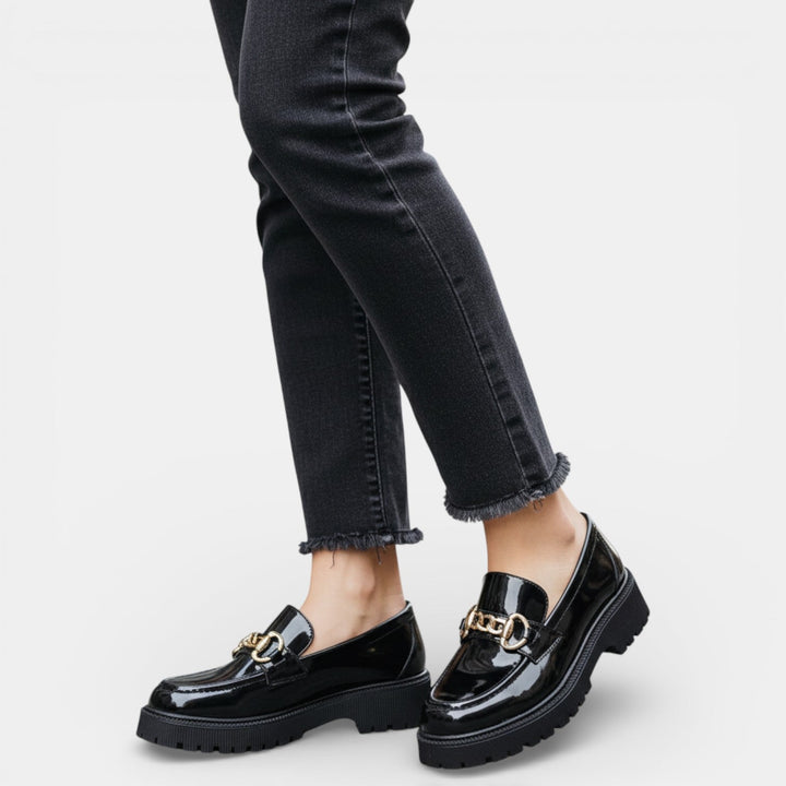 Zapatos mocasines para mujer, estilo retro con plataforma, ideales para un look casual o de oficina, muy cómodos.