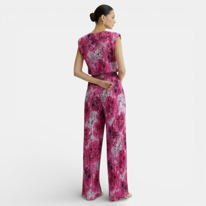 Ropa mujer cómoda: conjunto sin mangas y pantalón wide leg plisado, perfecto para el verano.