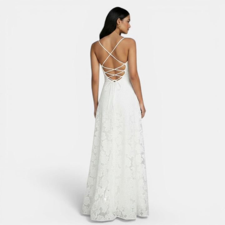 Vestido ajustado con lazos en la espalda para mujer, moda veraniega. Estilo sofisticado.