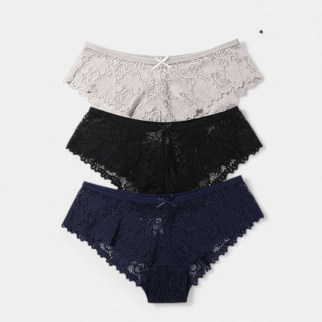 Juego de 3 bragas esenciales de mujer. Ropa interior cómoda, suave y elástica para el día a día.